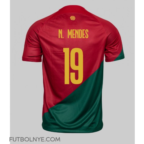 Camiseta Portugal Nuno Mendes #19 Primera Equipación Mundial 2022 manga corta